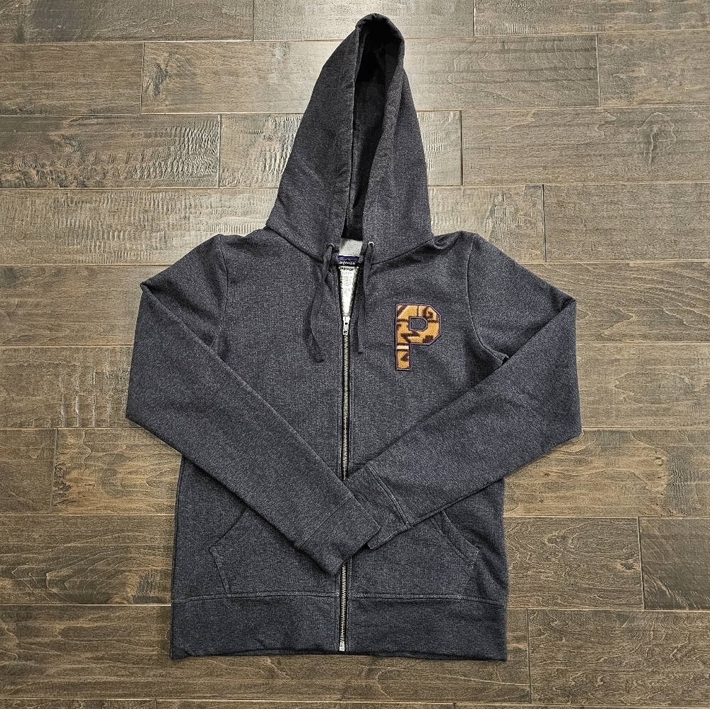 Patagonia Charcoal Full-Zip Hoodie with Orange 'P' Patch